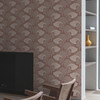 DT5131 Dancing Leaves Clay Red Beige Unpasted Non Woven Botanical Wallpaper from Candice Olsen After Eight Collection Made in United States