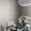 DT5041 Modern Romance Gray Off White Unpasted Non Woven Botanical Wallpaper from Candice Olsen After Eight Collection Made in United States