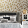 DT5022 Flutter Vine Gold Off White Unpasted Non Woven Botanical Wallpaper from Candice Olsen After Eight Collection Made in United States