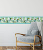 Pack of two GB20011g8p2 Hummingbirds and Tropical Plants Peel and Stick Wallpaper Border in Green Yellow Blue with Pro Squeegee Made in USA Grace and Gardenia Designs