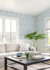 4071-71019 Helm Damask Floral Medallion Light Blue Graphics Theme Prepasted Sure Strip Wallpaper from Blue Heron by Chesapeake Made in United States