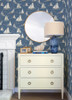 4071-71035 Leeward Sailboat Navy Blue Graphics Theme Prepasted Sure Strip Wallpaper from Blue Heron by Chesapeake Made in United States