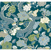 4120-72008 Yanci Dragon Teal Blue Animals Theme Unpasted Non Woven Wallpaper from Middleton by A-Street Prints Made in United States