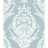 4120-26819 Arlie Damask Wallpaper Light Blue Botanical Theme Unpasted Non Woven Wallpaper from Middleton by A-Street Prints Made in Great Britain