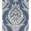 4120-26817 Arlie Damask Indigo Blue Botanical Theme Unpasted Non Woven Wallpaper from Middleton by A-Street Prints Made in Great Britain