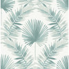 4121-26912 Calla Painted Palm Teal Blue Botanical Theme Non Woven Wallpaper from Mylos by A-Street Prints Made in Great Britain