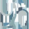 4121-72204 Odele Geometric Archways Dark Blue Abstract Theme Non Woven Wallpaper from Mylos by A-Street Prints Made in United States