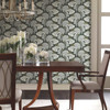 DT5134 Dancing Leaves Black Gray Unpasted Non Woven Botanical Wallpaper from Candice Olsen After Eight Collection Made in United States