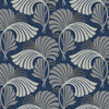 DT5133 Dancing Leaves Navy Blue Gray Unpasted Non Woven Botanical Wallpaper from Candice Olsen After Eight Collection Made in United States