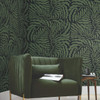 AG2061 Fern Fronds Black Green Abstract Theme Unpasted Non Woven Wallpaper from Artistic Abstract