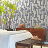 AG2104 Nikki Chu Modern Tribal Navy Blue Gray Abstract Theme Unpasted Non Woven Wallpaper from Artistic Abstract