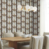 EV3954 Lotus Light Stripe Black Brown Botanical Theme Unpasted Non Woven Wallpaper from Candice Olsen Casual Elegance