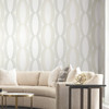 EV3981 Progression Ogee Neutral Off White Botanical Theme Unpasted Non Woven Wallpaper from Candice Olsen Casual Elegance