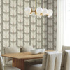 EV3952 Lotus Light Stripe Taupe Brown Gray Botanical Theme Unpasted Non Woven Wallpaper from Candice Olsen Casual Elegance