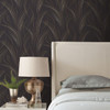 EV3938 Graceful Wisp Black Gold Silver Modern Theme Unpasted Non Woven Wallpaper from Candice Olsen Casual Elegance