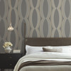 EV3986 Progression Ogee Charcoal Black Gray Modern Theme Unpasted Non Woven Wallpaper from Candice Olsen Casual Elegance