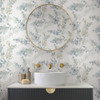 EV3974 Blossom Fling Blue Gray Off White Botanical Theme Unpasted Non Woven Wallpaper from Candice Olsen Casual Elegance