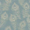EV3943 Regal Peacock Dark Teal Blue Gold Modern Theme Unpasted Non Woven Wallpaper from Candice Olsen Casual Elegance