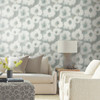 EV3961 Blended Floral Aqua Blue Off White Botanical Theme Unpasted Non Woven Wallpaper from Candice Olsen Casual Elegance