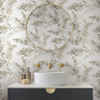 EV3973 Blossom Fling Blonde Brown Gray Botanical Theme Unpasted Non Woven Wallpaper from Candice Olsen Casual Elegance