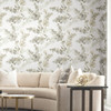 EV3973 Blossom Fling Blonde Brown Gray Botanical Theme Unpasted Non Woven Wallpaper from Candice Olsen Casual Elegance