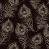 EV3942 Regal Peacock Obsidian Black Gold Modern Theme Unpasted Non Woven Wallpaper from Candice Olsen Casual Elegance