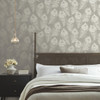 EV3941 Regal Peacock Peanut Brown Silver Modern Theme Unpasted Non Woven Wallpaper from Candice Olsen Casual Elegance