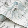 PSW1531RL Floral Dreams Teal Mineral Green Botanical Theme Peel and Stick Wallpaper from York Premium Peel + Stick