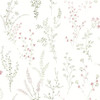 PSW1524RL Wildflower Sprigs Pink Green Gray Botanical Theme Peel and Stick Wallpaper from York Premium Peel + Stick