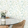 PSW1520RL Alphine Botanical Blue Green Off White Botanical Theme Peel and Stick Wallpaper from York Premium Peel + Stick