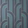 4157-42845 Ezra Arch Blue Retro Style Unpasted Paper Wallpaper Curio Collection Made in Great Britain