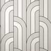 4157-42843 Ezra Arch Platinum Gray Retro Style Unpasted Paper Wallpaper Curio Collection Made in Great Britain