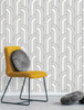 4157-42843 Ezra Arch Platinum Gray Retro Style Unpasted Paper Wallpaper Curio Collection Made in Great Britain