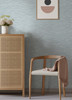 4157-26153 Benson Faux Fabric Light Blue Transitional Style Unpasted Non Woven Wallpaper Curio Collection Made in Great Britain