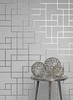 4157-42491 Nova Geometric Silver Gray Glam Style Unpasted Paper Wallpaper Curio Collection Made in Great Britain