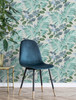 4157-M1651 Eden Tropical Gray Blue Tropical Style Unpasted Paper Wallpaper Curio Collection Made in Great Britain