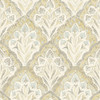 3125-72338 Mimir Quilted Damask Mustard Yellow Botanical Theme Prepasted Sure Strip Wallpaper Kinfolk Collection Made in United States