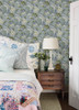 3125-72300 Bohemian Jacobean Blue Botanical Theme Prepasted Sure Strip Wallpaper Kinfolk Collection Made in United States