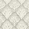 3125-72340 Mimir Quilted Damask Gray Botanical Theme Prepasted Sure Strip Wallpaper Kinfolk Collection Made in United States