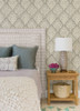 3125-72340 Mimir Quilted Damask Gray Botanical Theme Prepasted Sure Strip Wallpaper Kinfolk Collection Made in United States