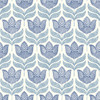 3125-72345 Cathal Tulip Block Print Blue Botanical Theme Prepasted Sure Strip Wallpaper Kinfolk Collection Made in United States