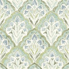 3125-72341 Mimir Quilted Damask Aquamarine Blue Botanical Theme Prepasted Sure Strip Wallpaper Kinfolk Collection Made in United States