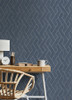 4125-26727 Ember Geometric Basketweave Indigo Blue Graphics Theme Unpasted Non Woven Wallpaper from Fusion by A-Street Prints Made in Great Britain