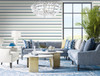 LN11412 Crew Stripe Midnight Blue, Spearmint, and Eggshell Stripe Theme Heavyweight Acrylic Coated Paper (FSC) Unpasted Wallpaper Luxe Retreat Collection Made in United States