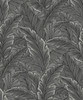 UK10004 Tropical Leaves Silver Botanical Theme Nonwoven Unpasted Wallpaper Black & White Collection Made in Netherlands