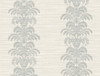 LN10508 Palm Frond Stripe Stringcloth Cove Gray and Alabaster Palm Leaf Theme White Yarn on Heavyweight Acrylic Coated Paper (FSC) Unpasted Wallpaper Luxe Retreat Collection Made in United States