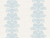 LN10502 Palm Frond Stripe Stringcloth Blue Frost and Bone White Palm Leaf Theme White Yarn on Heavyweight Acrylic Coated Paper (FSC) Unpasted Wallpaper Luxe Retreat Collection Made in United States