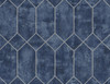 LW51602 Geo Faux Denim Blue and Metallic Silver Geometric Theme Heavyweight Acrylic Coated Paper (FSC) Unpasted Wallpaper Living with Art Collection Made in United States