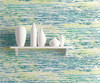 LW50504 Watercolor Waves Deep Sea and Spring Green Abstract Theme Heavyweight Acrylic Coated Paper (FSC) Unpasted Wallpaper Living with Art Collection Made in United States