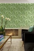 LW50104 Geo Inlay Chartreuse and Basil Geometric Theme Heavyweight Acrylic Coated Paper (FSC) Unpasted Wallpaper Living with Art Collection Made in United States